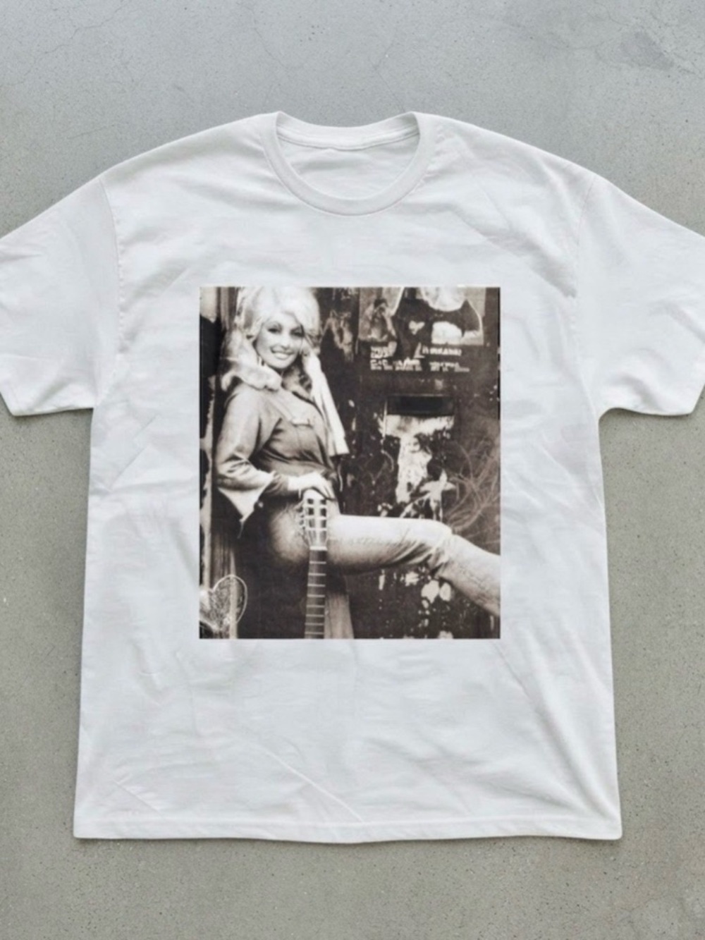 Gildan White Short Sleeve Tee with Vintage Photo Print